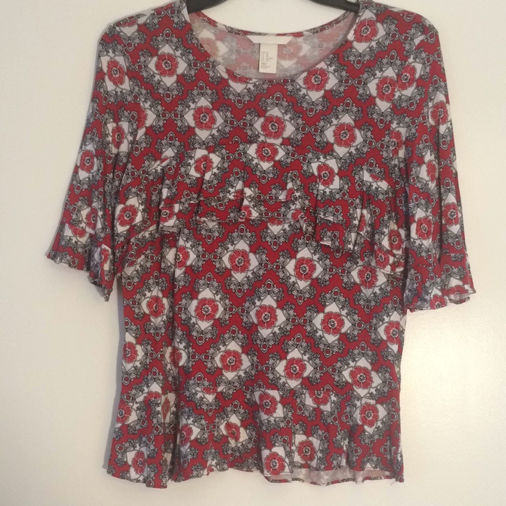 3/4 Sleeve Blouse with Ruffles